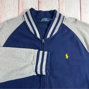 Vintage Polo Ralph Lauren Varsity Jacket Full Zip Navy Blue Mens XXL